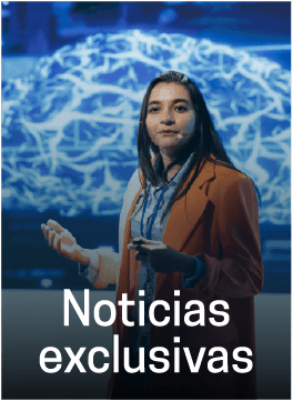 Expositor presentando noticias exclusivas